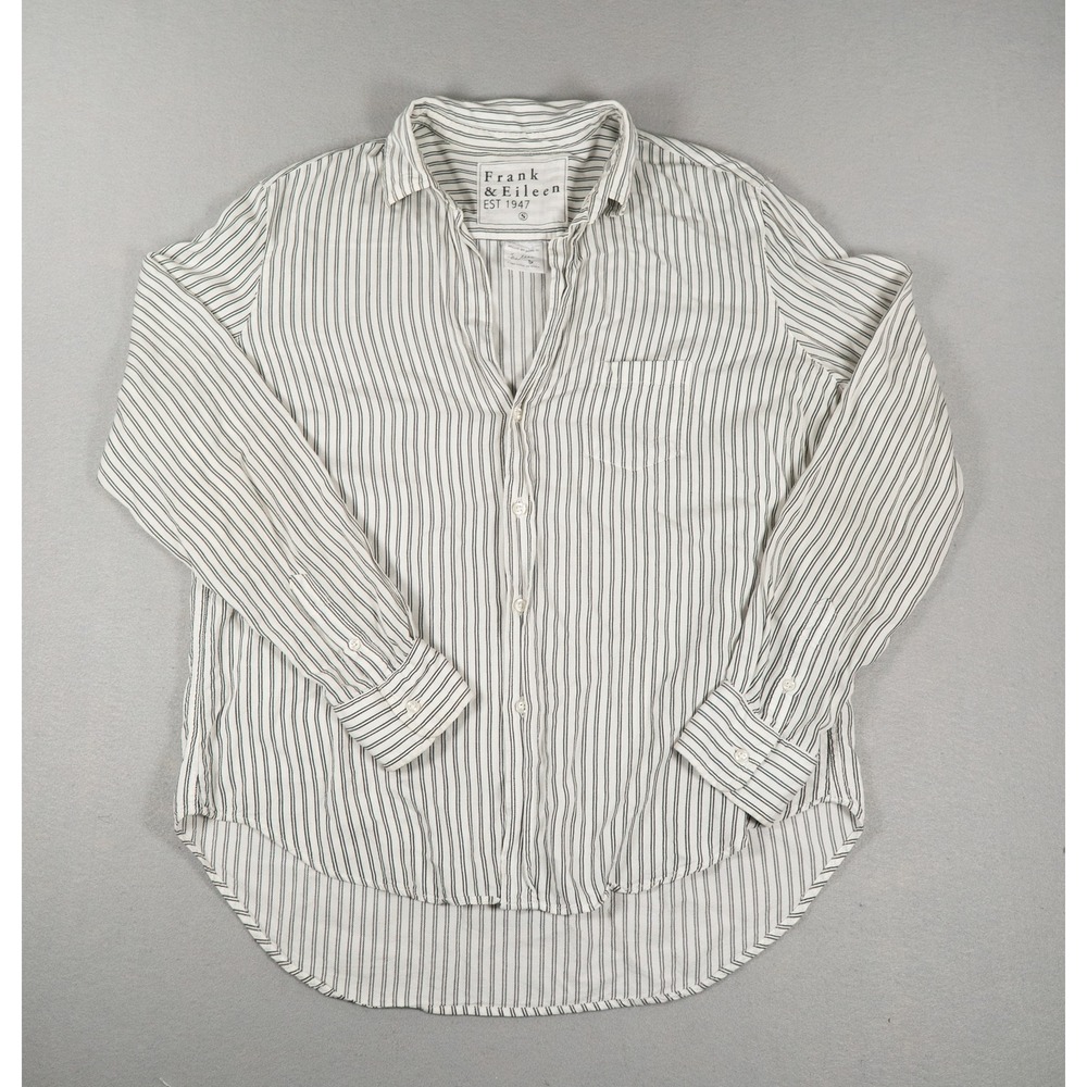 Frank & Eileen Womens Eileen Relaxed Fit Striped Modal Button Up Shirt S White